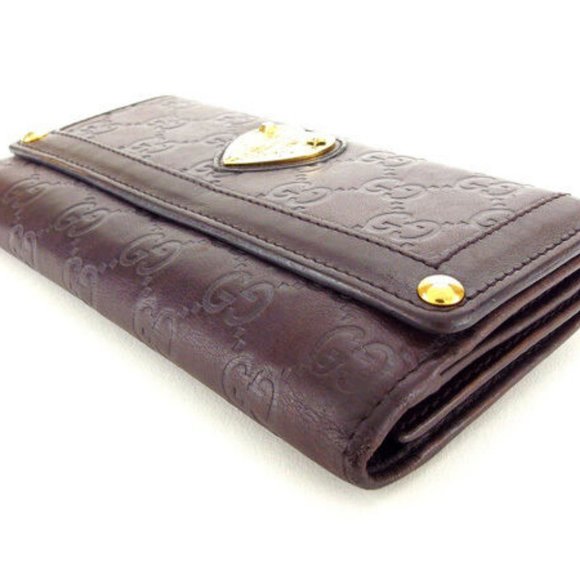 Gucci Wallet Purse Long Wallet Guccissima Brown Gold Woman Authentic Used - Picture 1 of 4